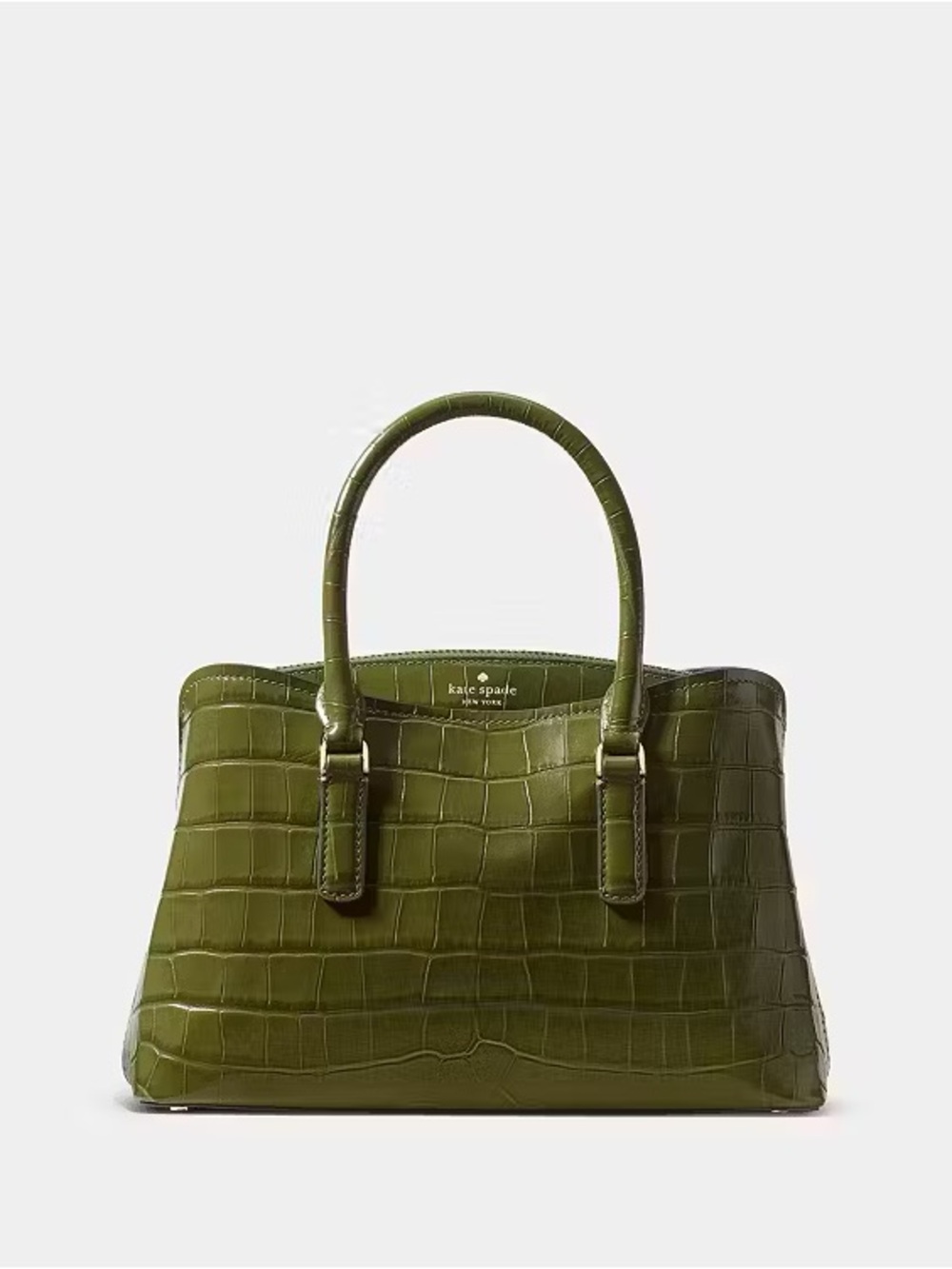 Kate Spade Thompson Street Croc Embossed Small Satchel Bag, Enchanted Green NWT